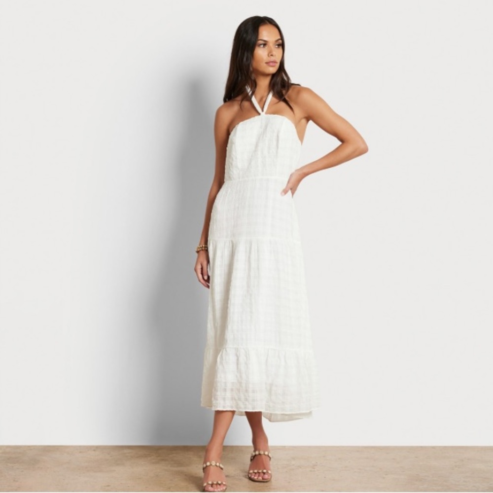 NWT Sam Edelman White Checkered Halter Midi Dress